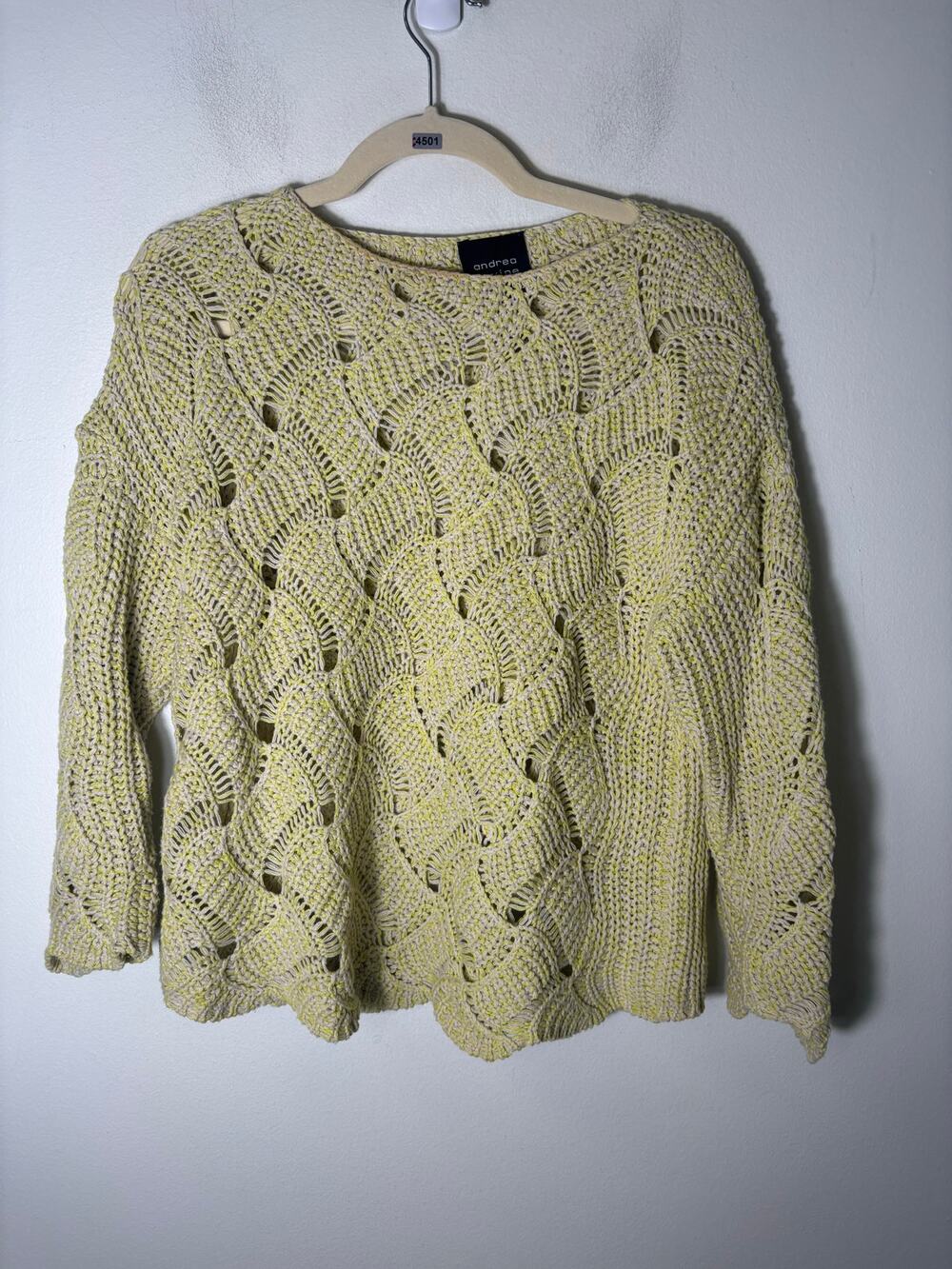 Andrea Jovine Pale Yellow Long Sleeve Sweater Sz S